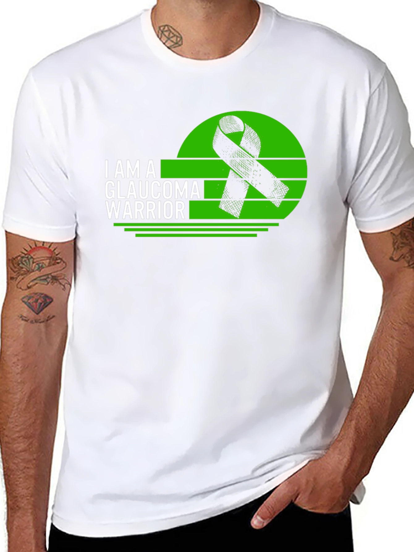 Glaucoma Warrior Awareness T-Shirt - Black Ribbon Design