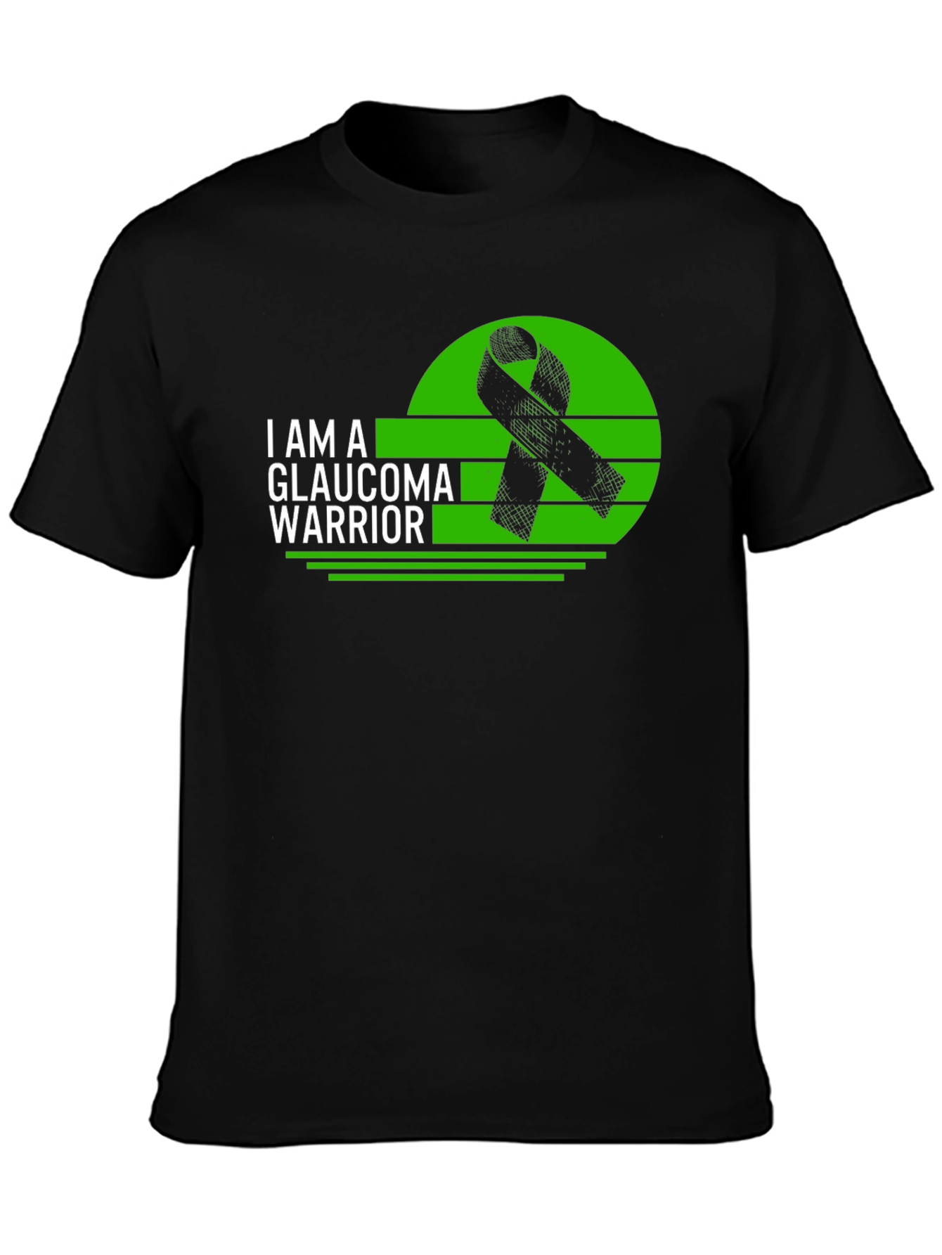Glaucoma Warrior Awareness T-Shirt - Black Ribbon Design