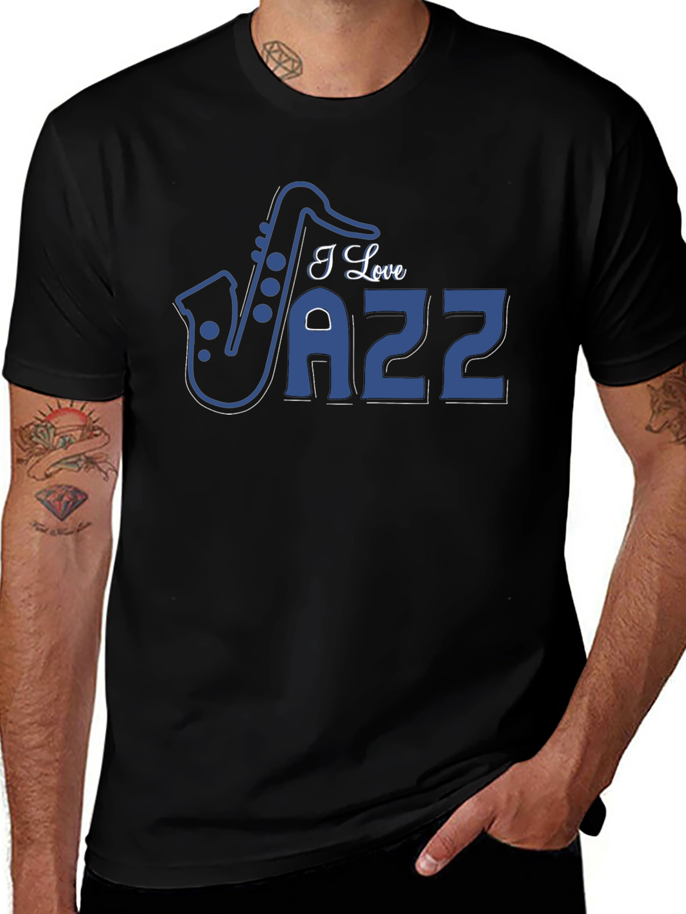 I Love Jazz Saxophone Graphic T-Shirt