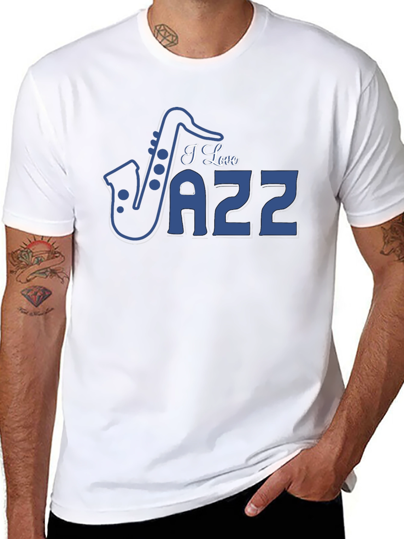 I Love Jazz Saxophone Graphic T-Shirt