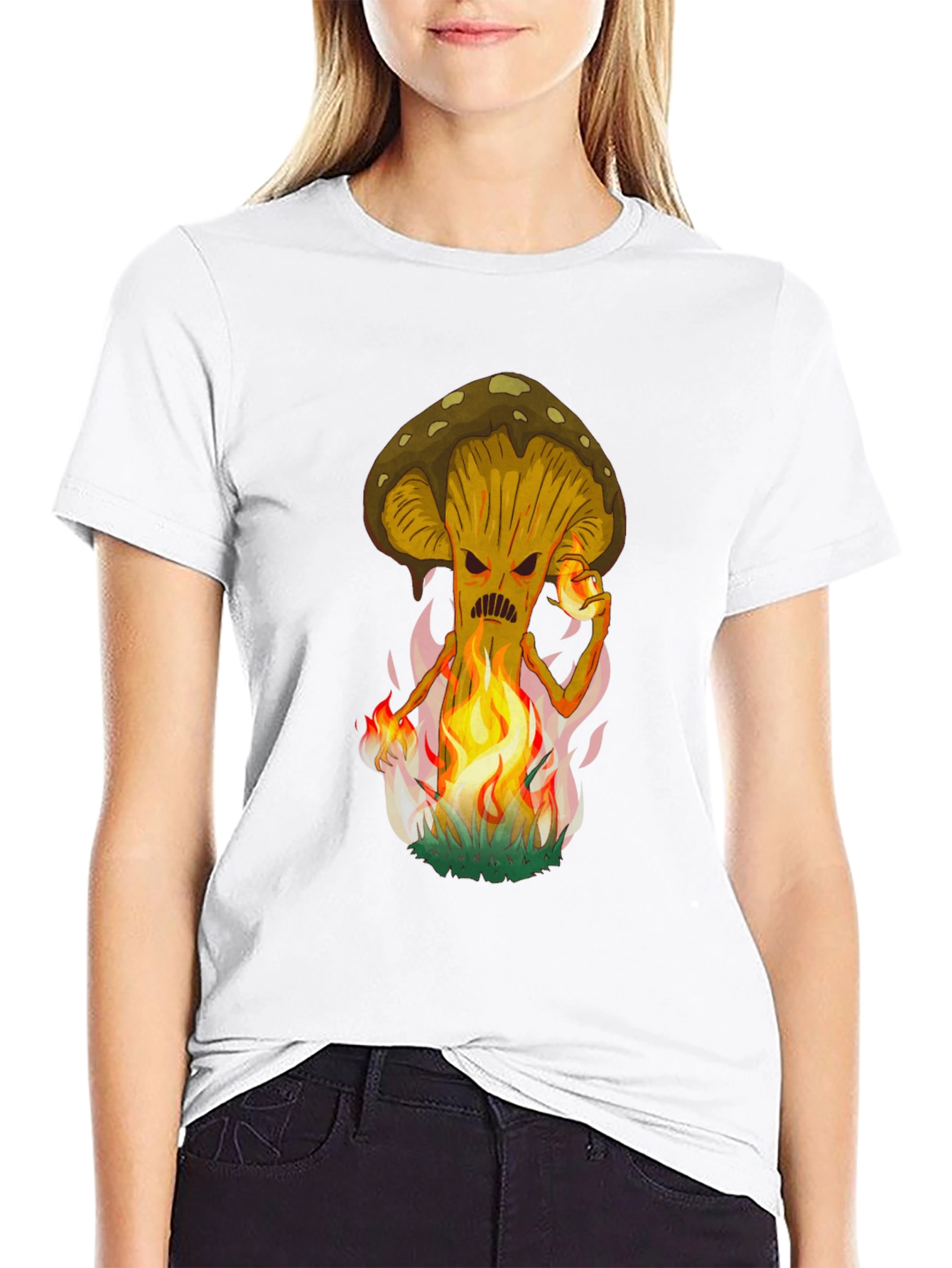 Fiery Mushroom Graphic Tee - Black
