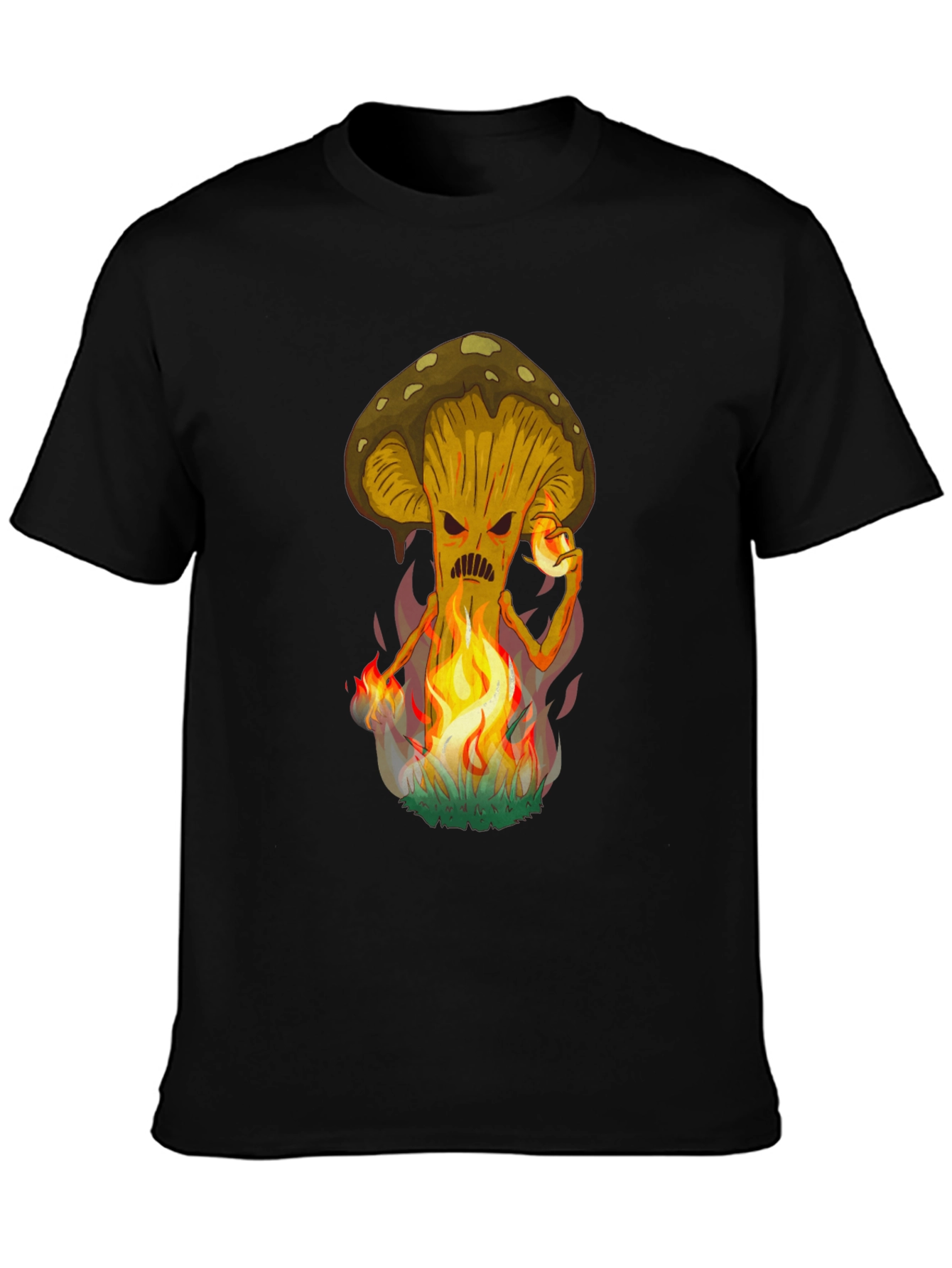 Fiery Mushroom Graphic Tee - Black