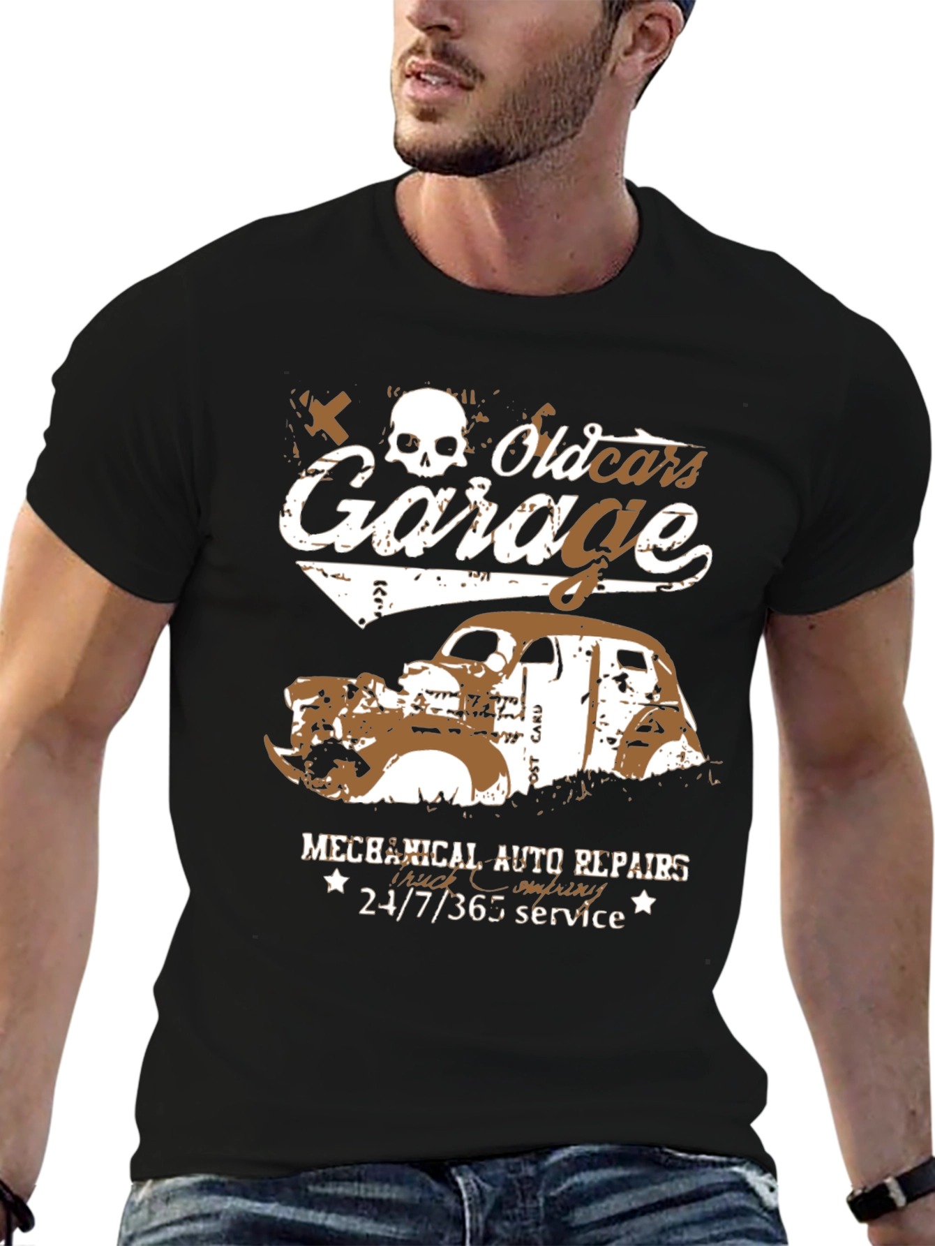Old Cars Garage T-Shirt - Mechanical Auto Repairs