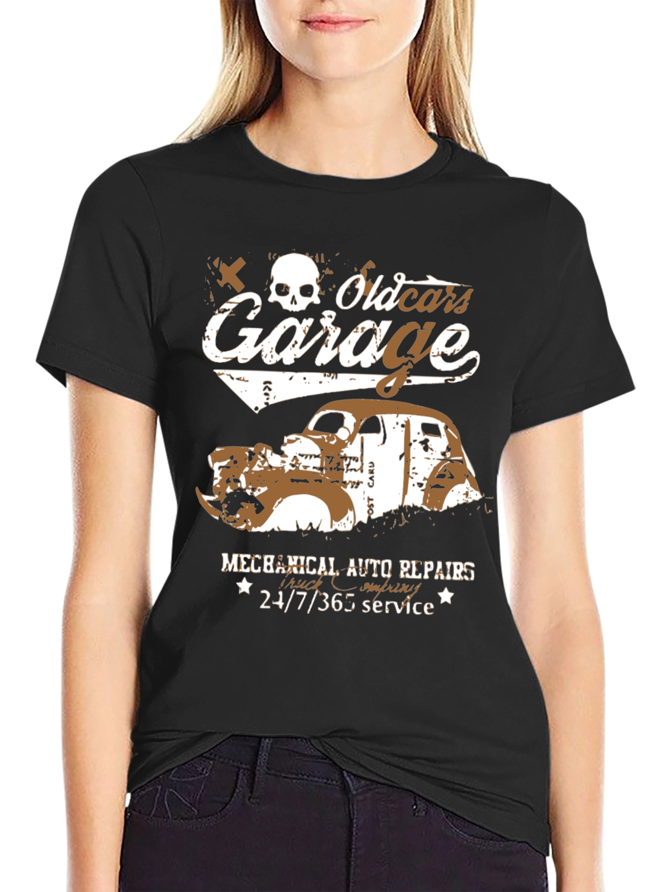 Old Cars Garage T-Shirt - Mechanical Auto Repairs
