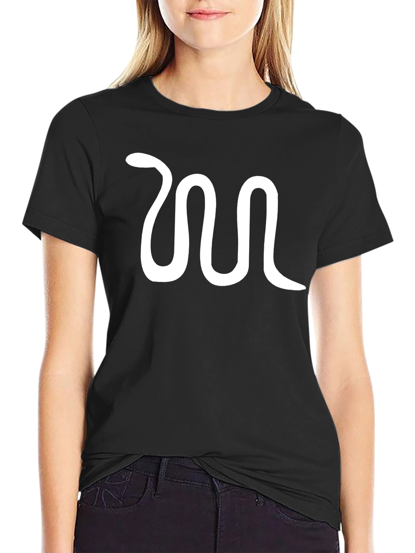 Mens Black T-Shirt with Snake Graphic