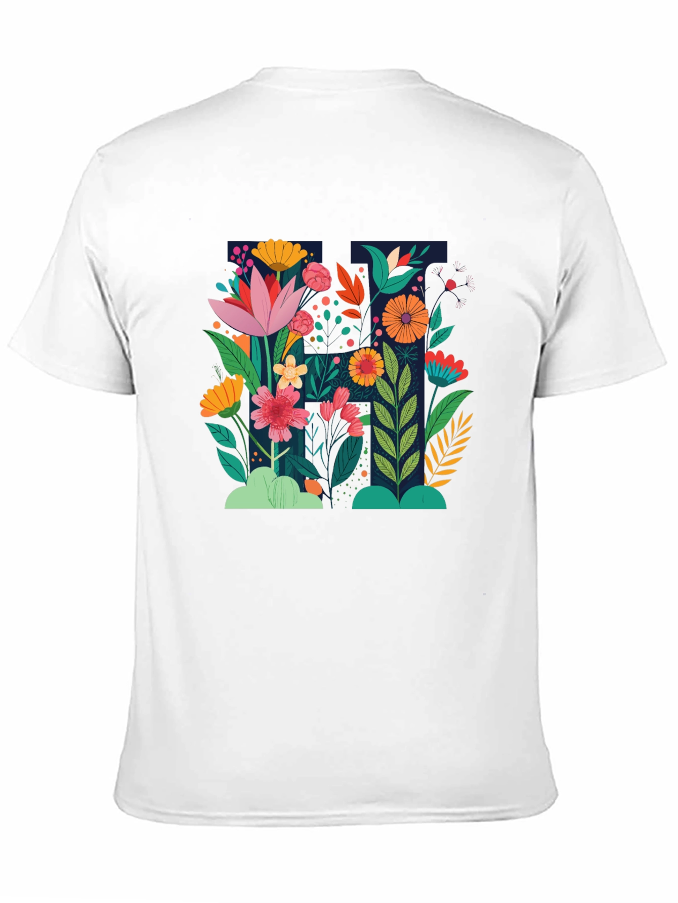 Floral Print Black Crew Neck T-Shirt