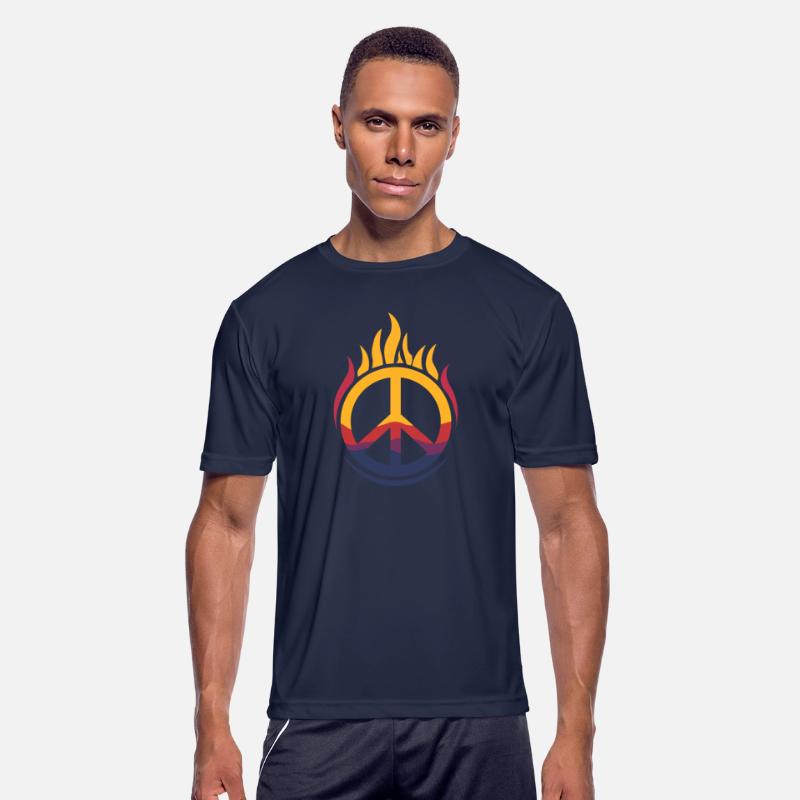 Vibrant Peace Sign Enveloped in Fiery, Colorful Fl