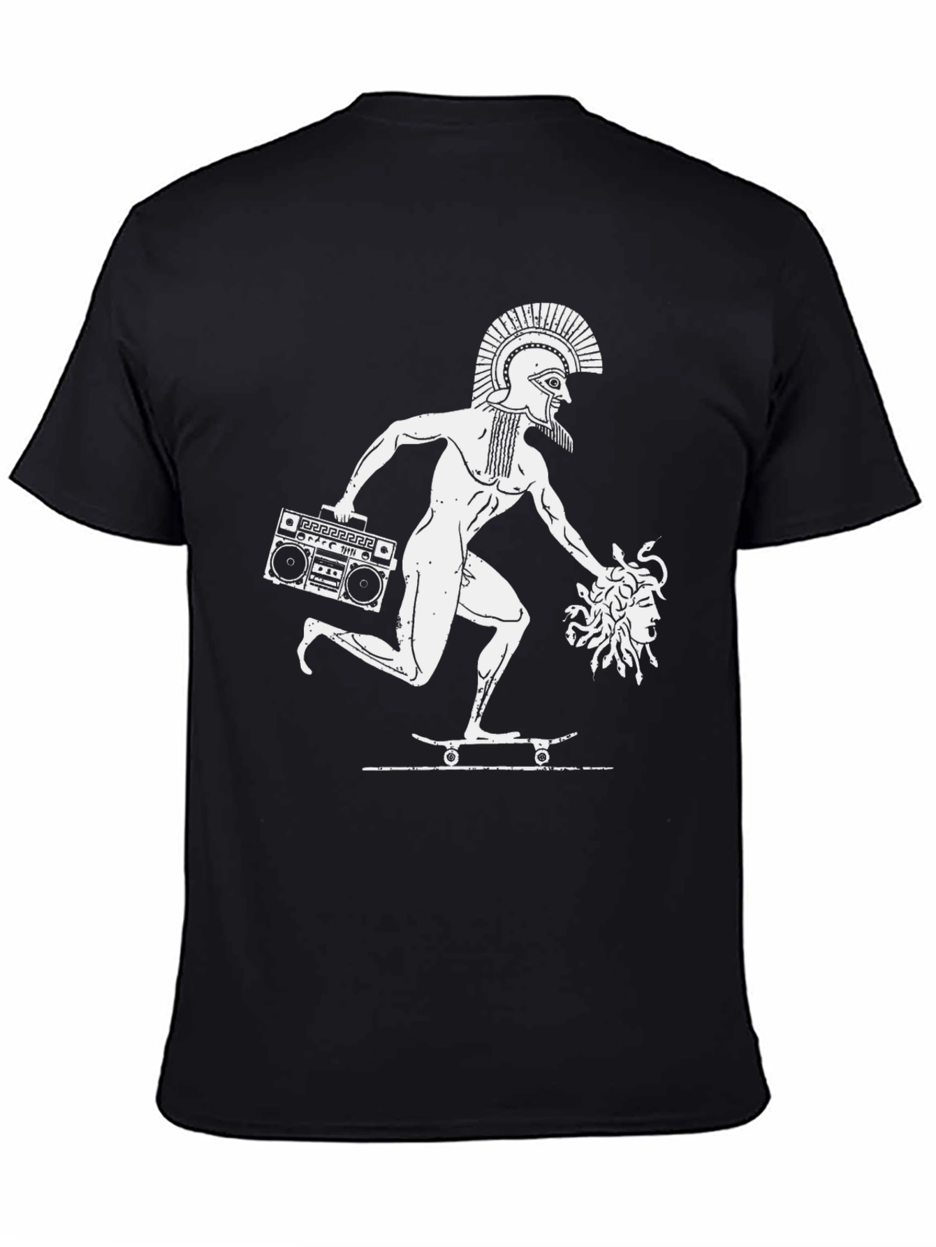 Skateboarder T-Shirt with Greek Warrior & Medusa