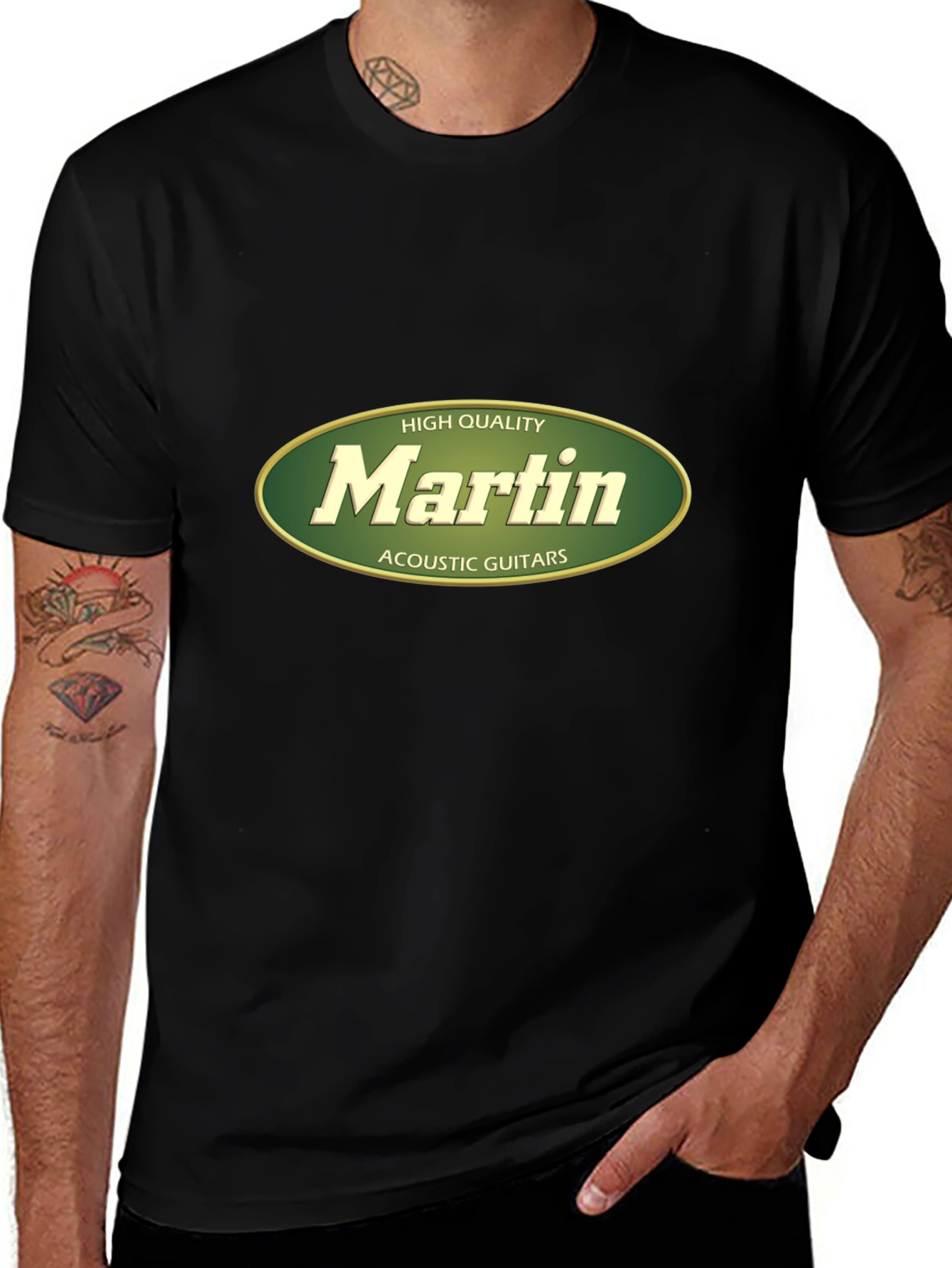 Martin Acoustic Guitars High Quality Black T-Shirt