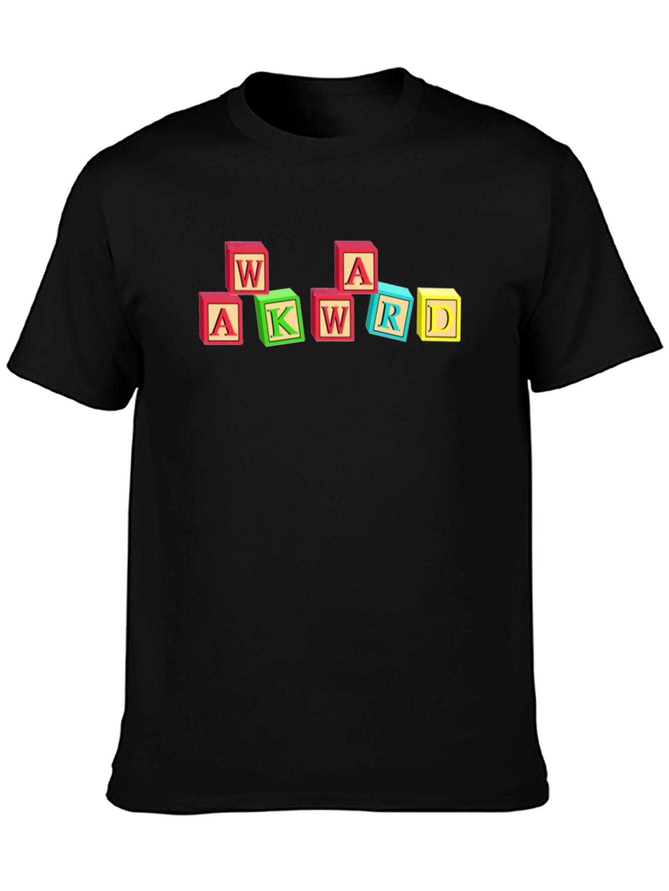 Awkward Block Letter Graphic Black T-Shirt