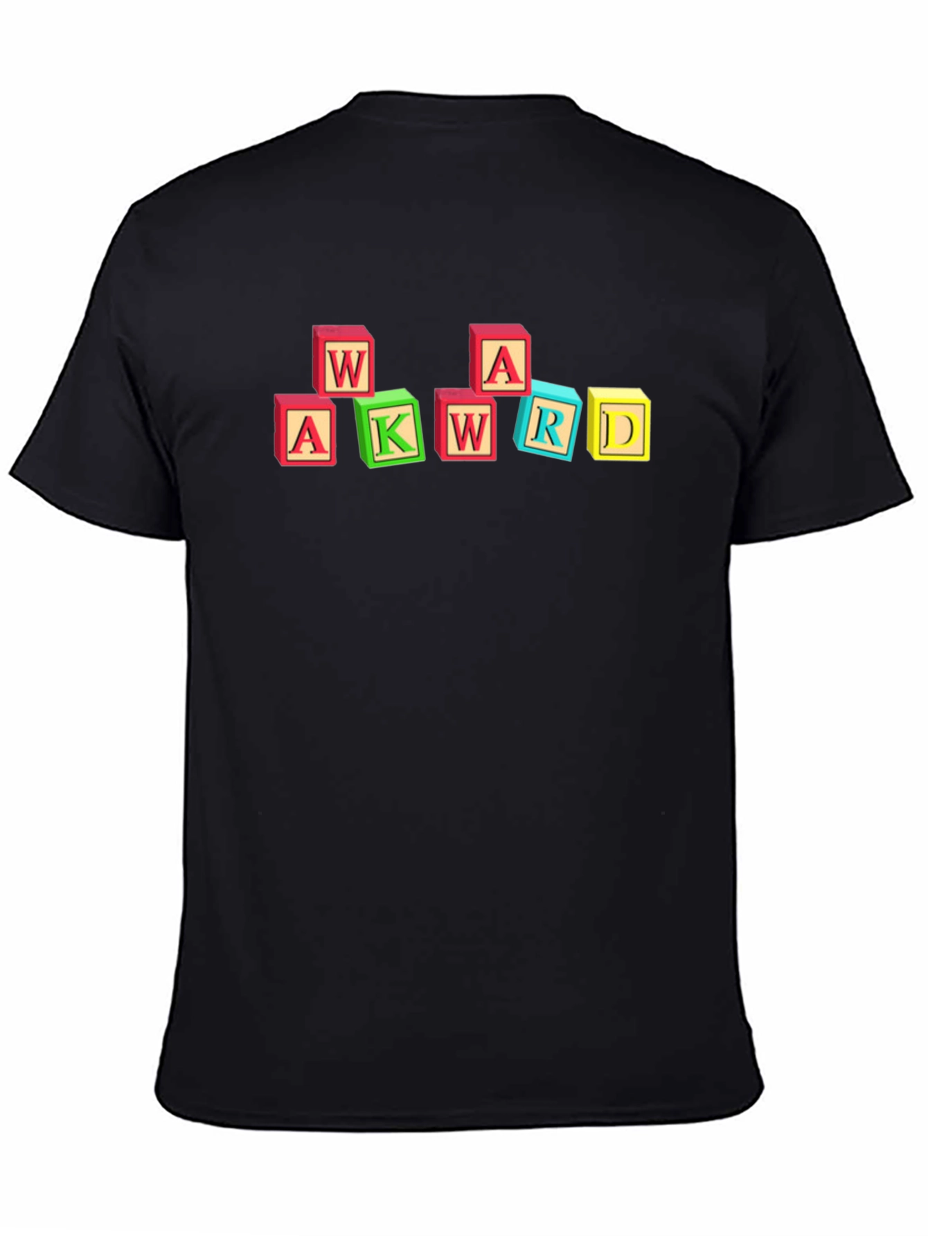 Awkward Block Letter Graphic Black T-Shirt