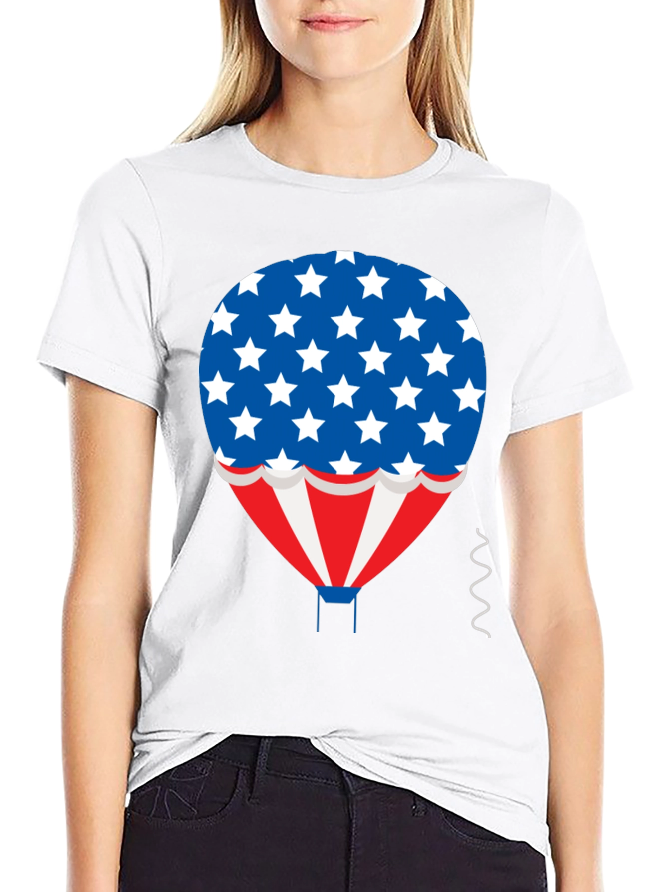Patriotic Hot Air Balloon Graphic T-Shirt