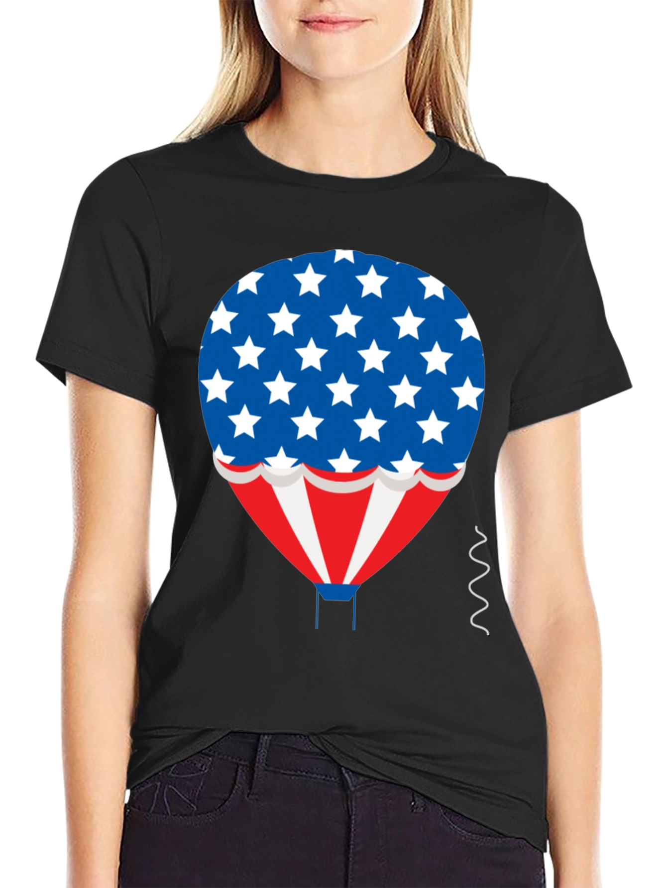 Patriotic Hot Air Balloon Graphic T-Shirt