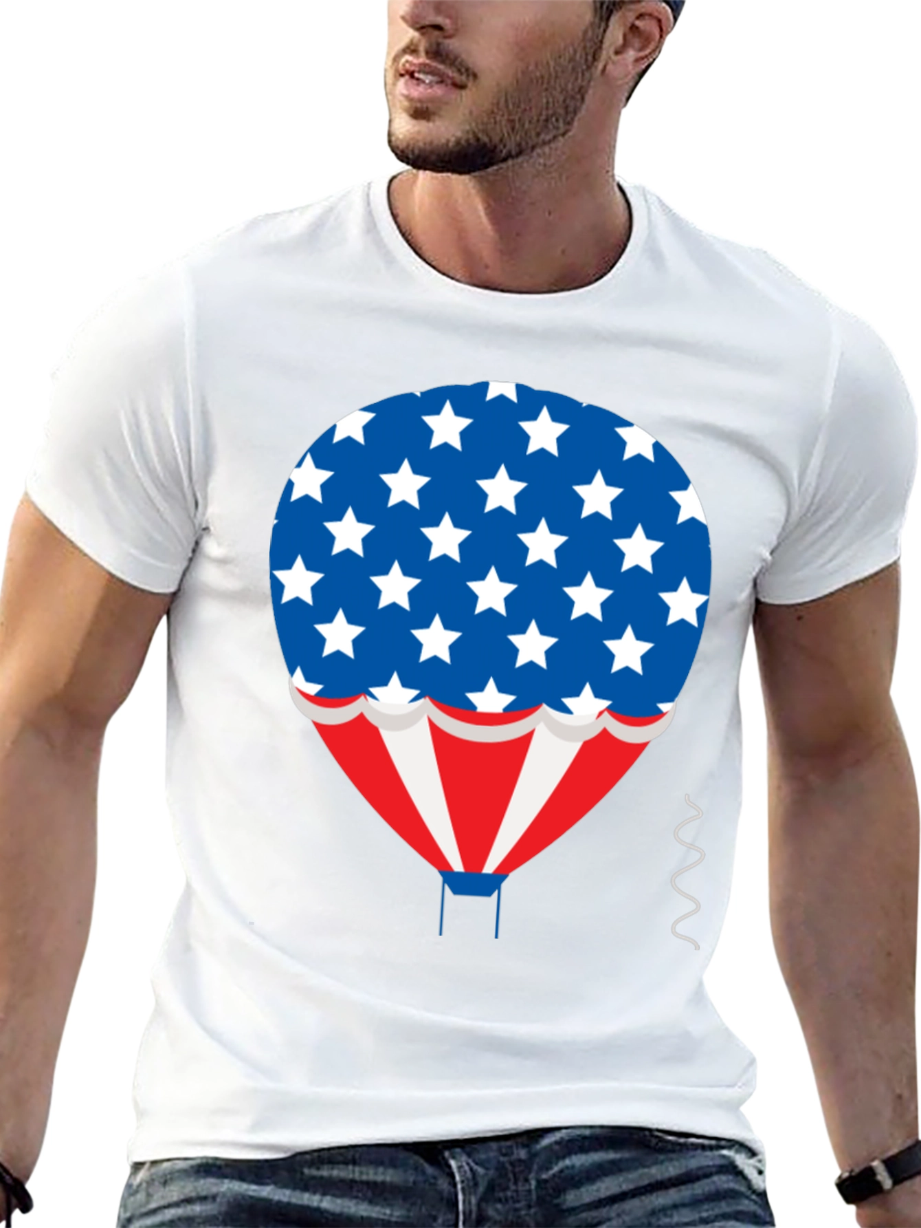 Patriotic Hot Air Balloon Graphic T-Shirt