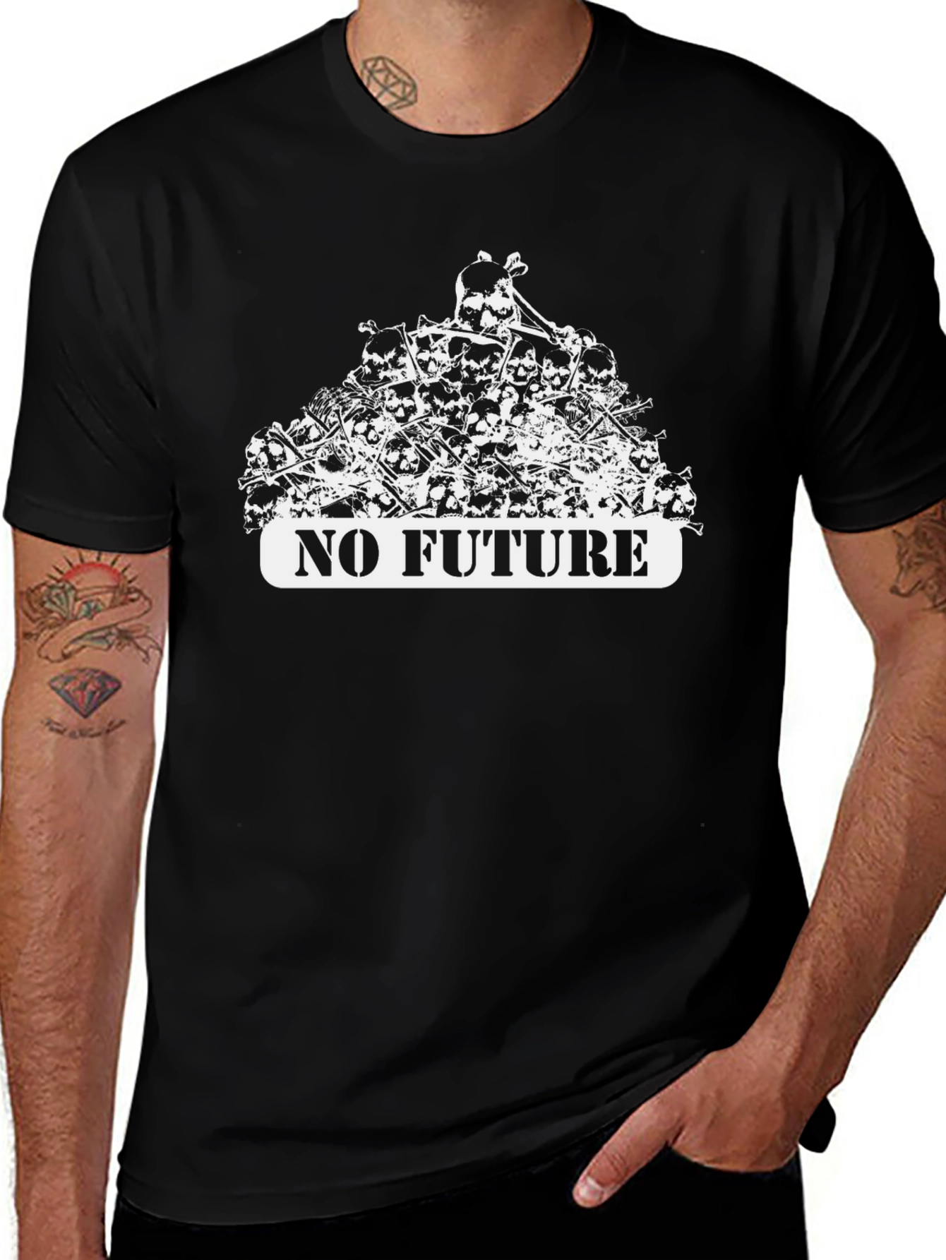 No Future Skull Pile Graphic Tee - Edgy Streetwear