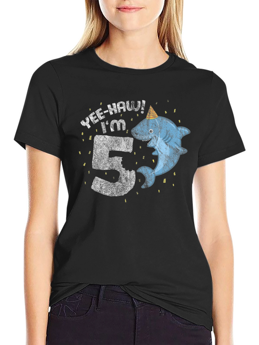 Yee-Haw Im 5 Shark Birthday Tee