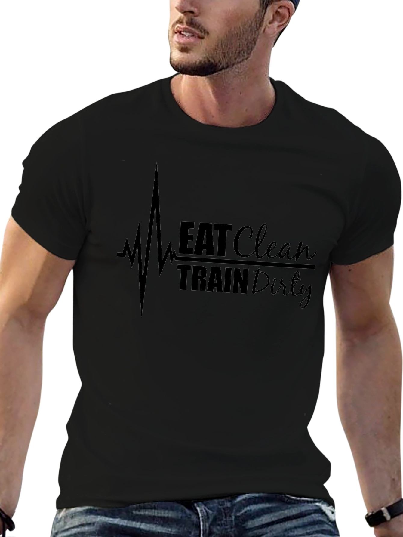 Eat Clean Train Dirty Graphic Tee - Black