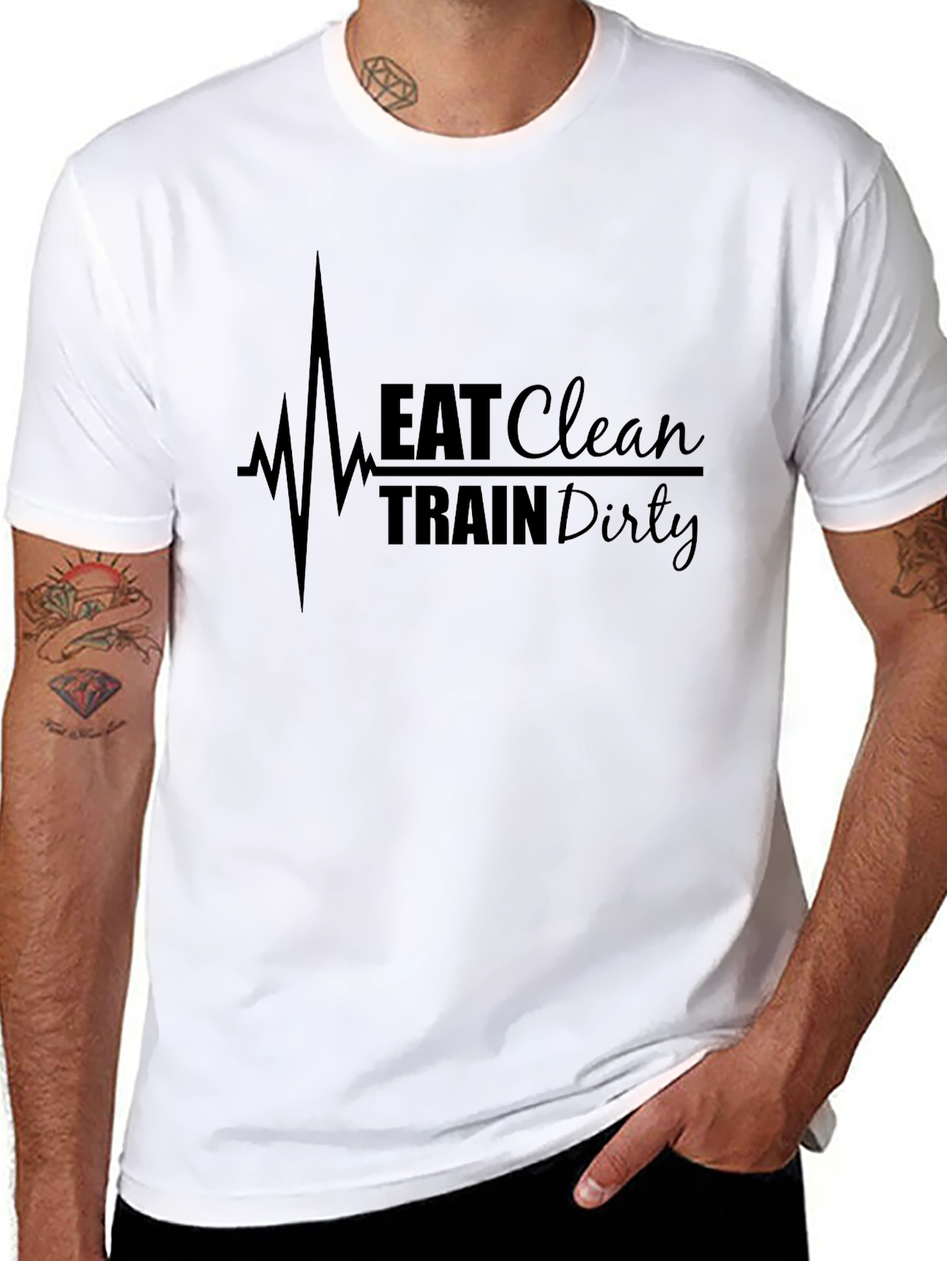 Eat Clean Train Dirty Graphic Tee - Black