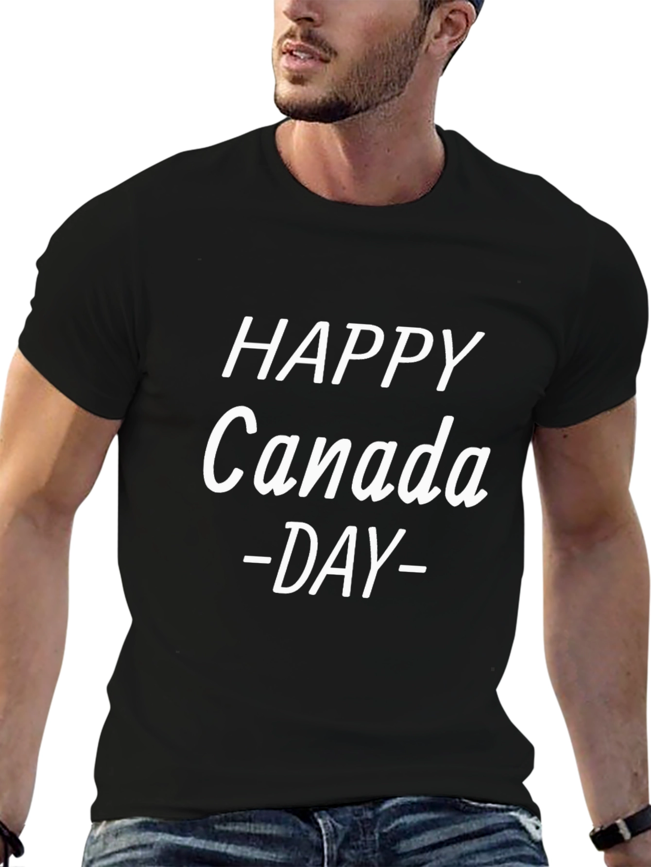 Happy Canada Day Graphic T-Shirt - Black