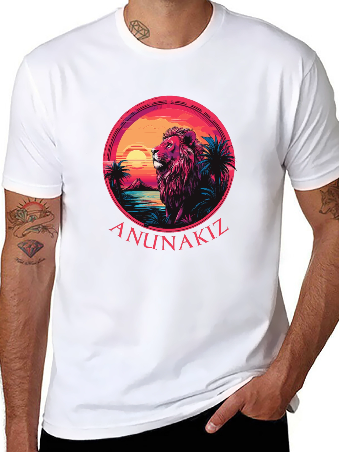 Lion Sunset Graphic Tee - Anunakiz Design