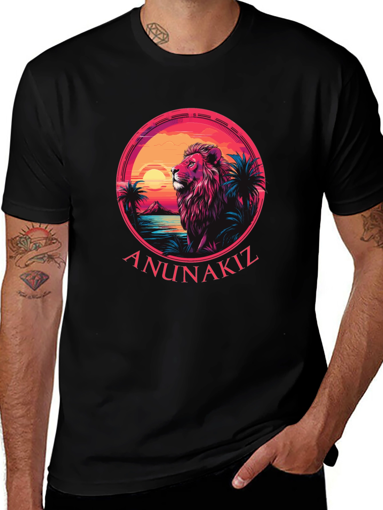 Lion Sunset Graphic Tee - Anunakiz Design