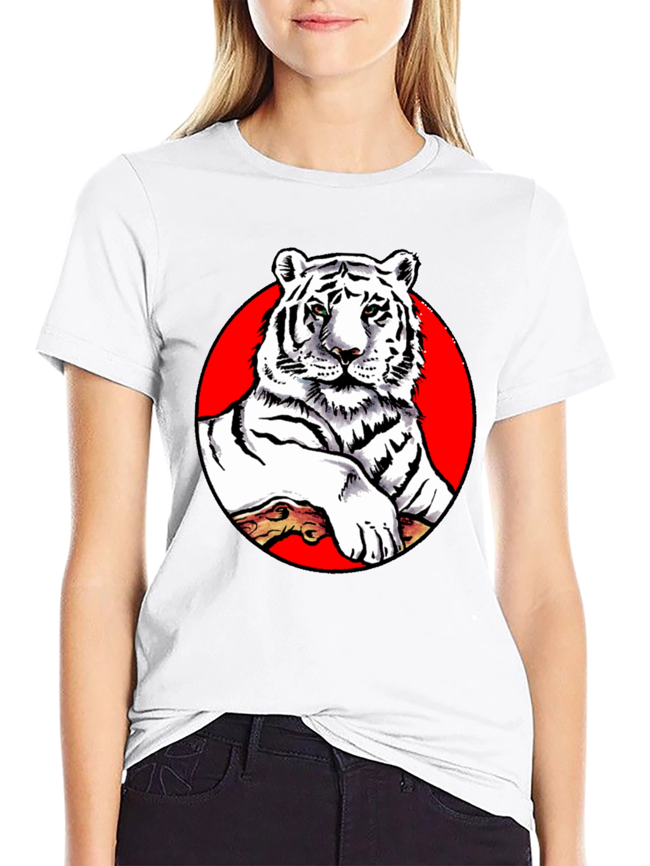 Cool White Tiger Graphic Tee - Black