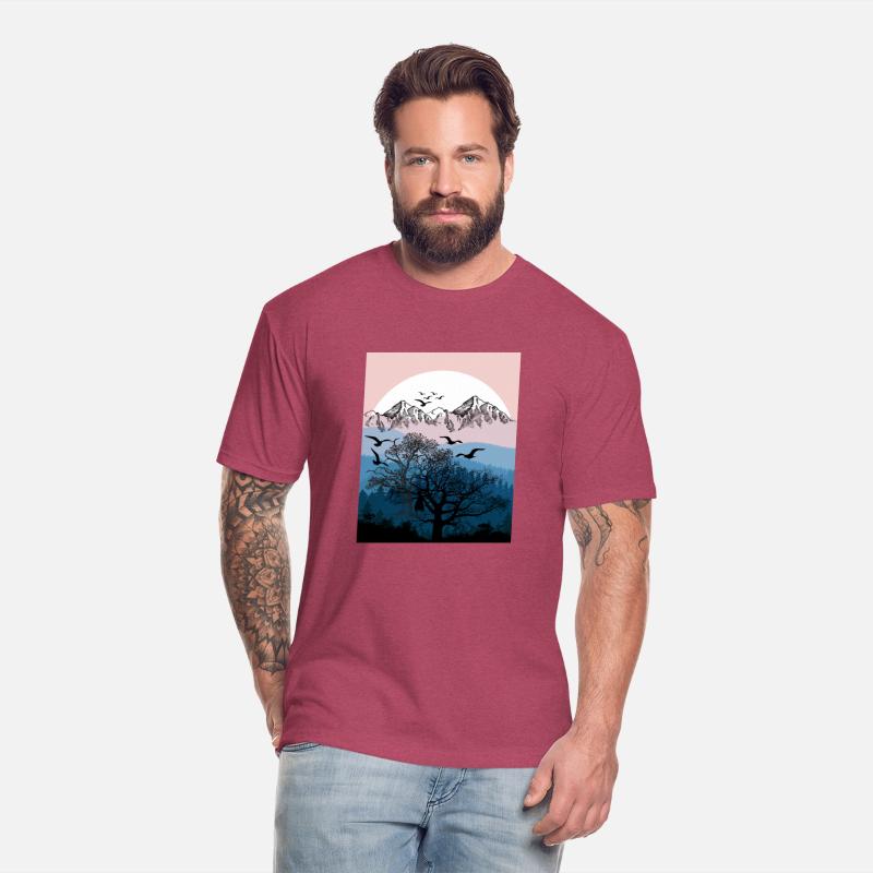 White sunset in the mountain forest