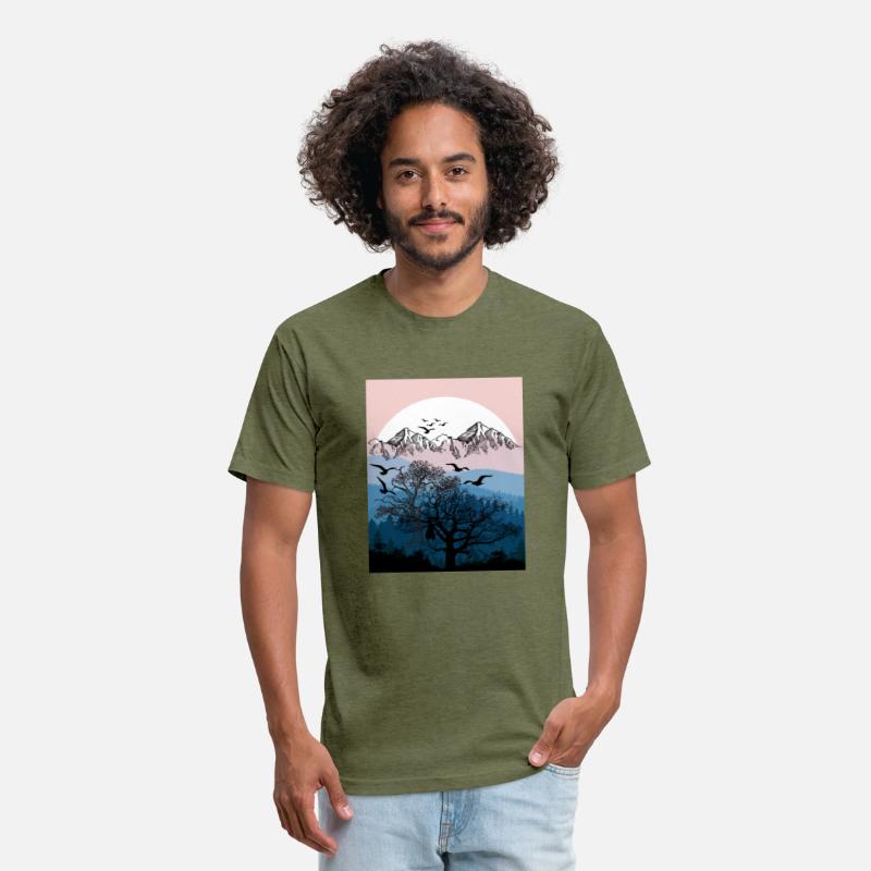White sunset in the mountain forest