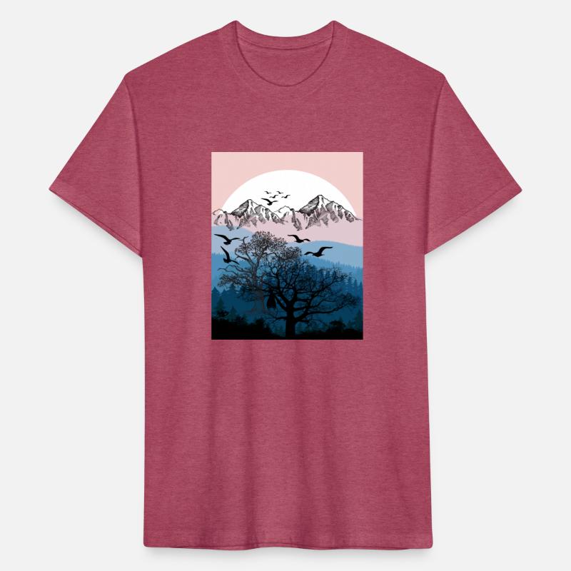 White sunset in the mountain forest
