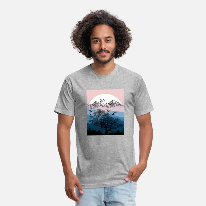 White sunset in the mountain forest