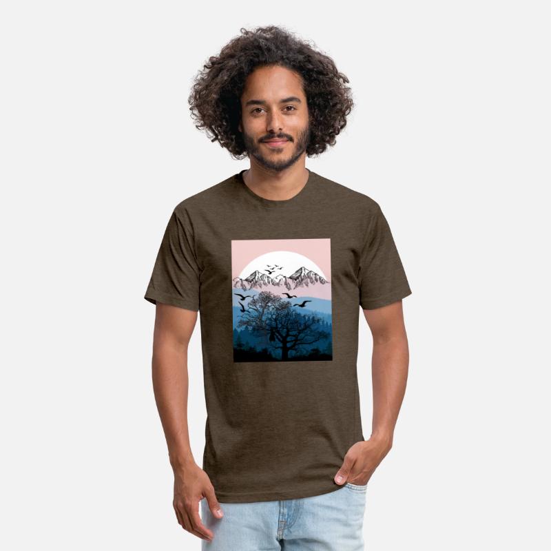 White sunset in the mountain forest