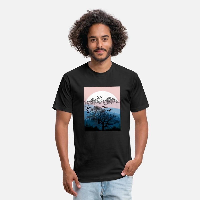 White sunset in the mountain forest