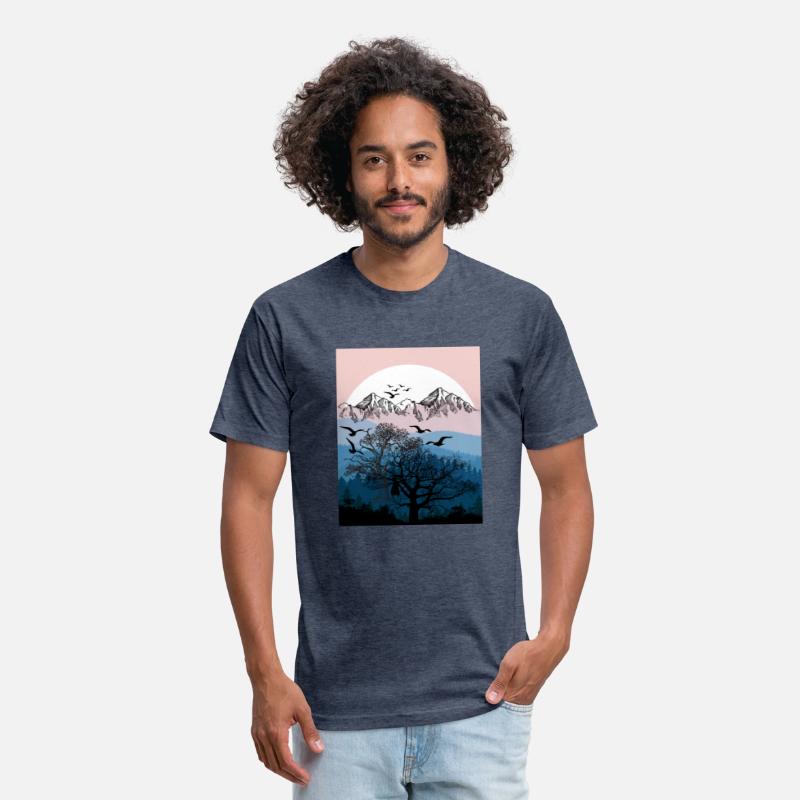 White sunset in the mountain forest