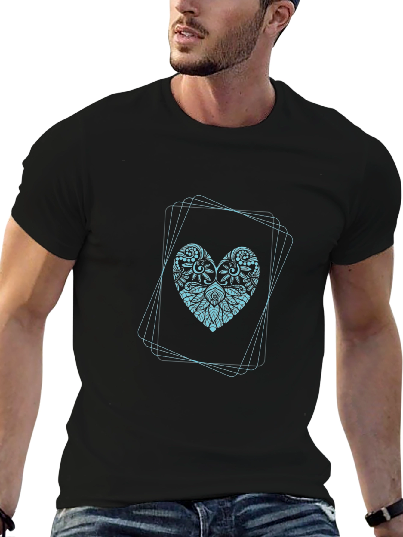 Heart Mandala Tee - Stylish Graphic Print T-Shirt