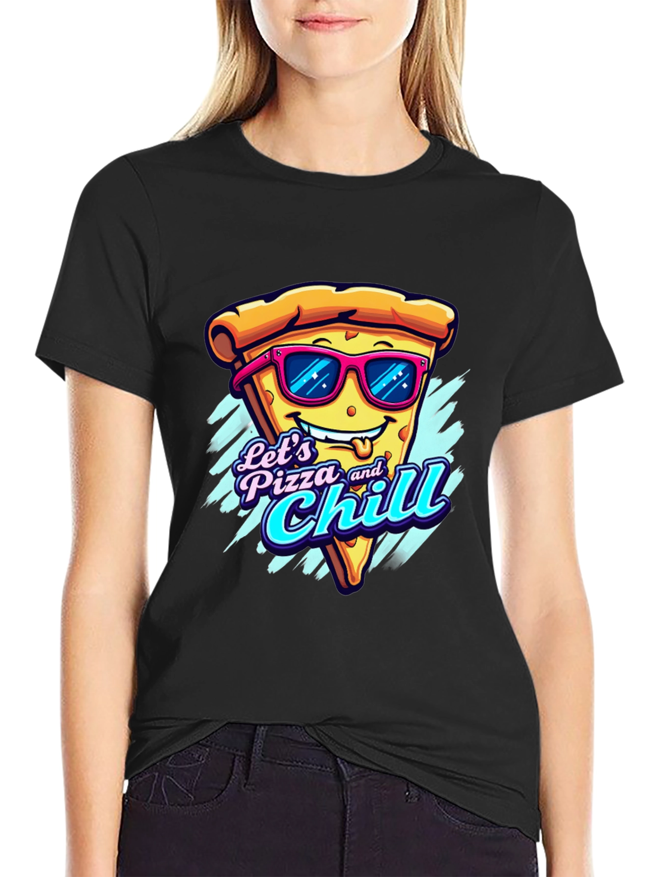 Lets Pizza and Chill Funny Graphic Tee