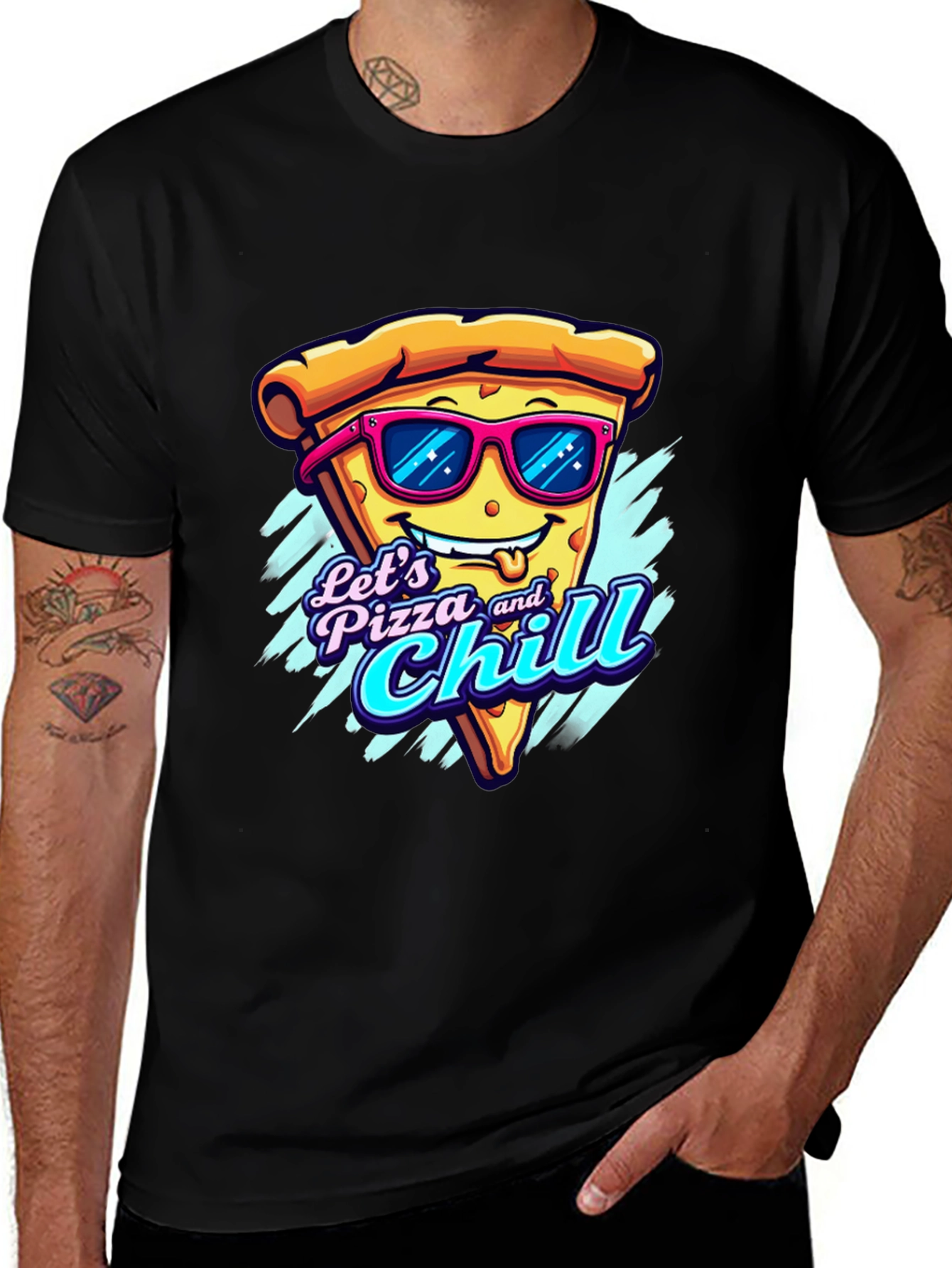 Lets Pizza and Chill Funny Graphic Tee