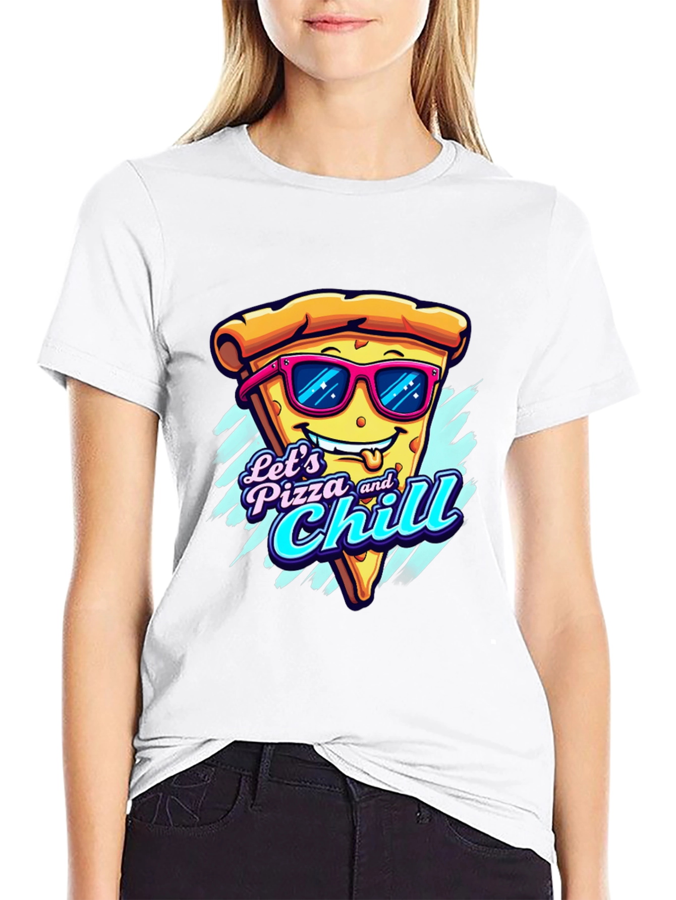 Lets Pizza and Chill Funny Graphic Tee