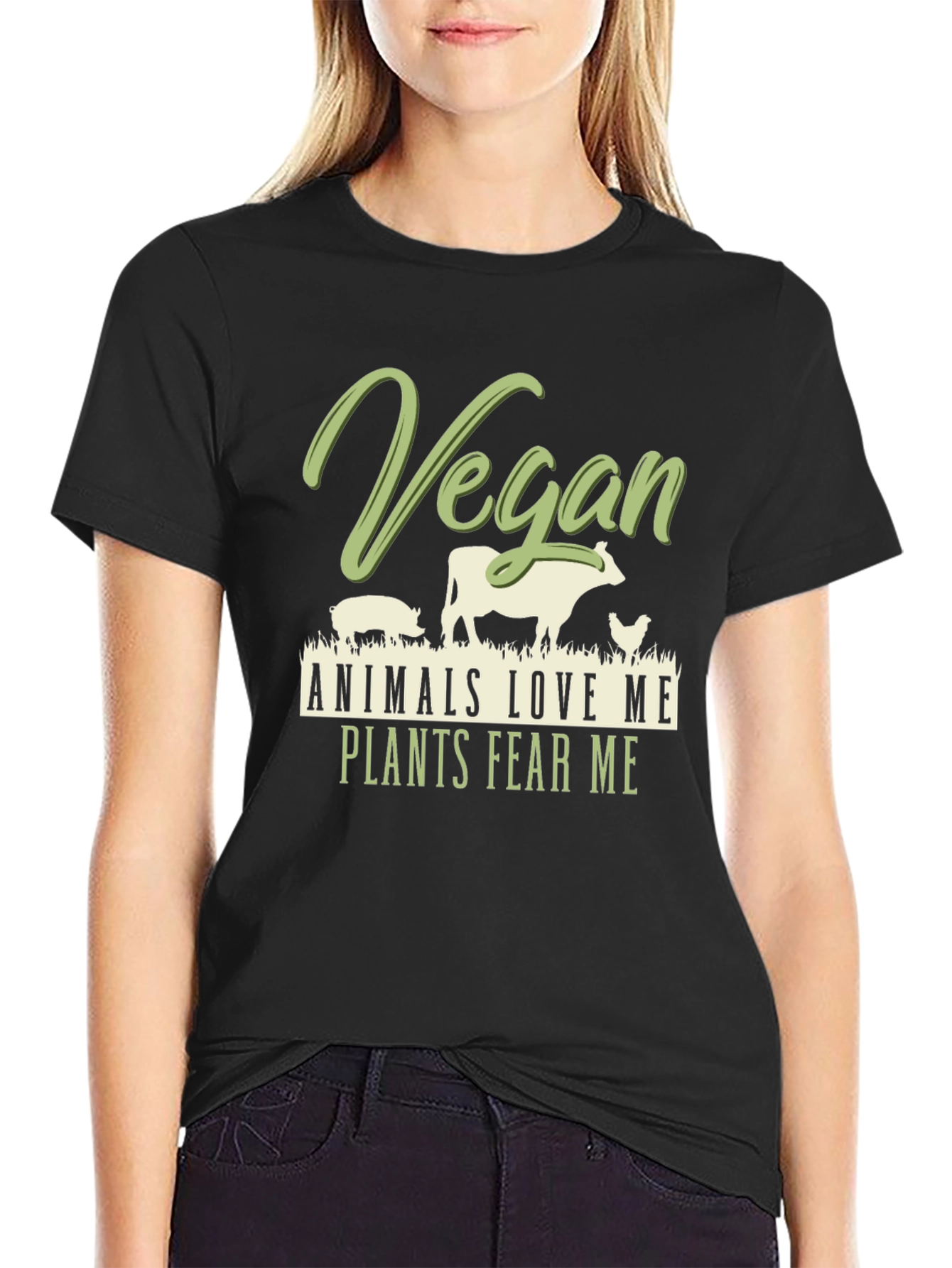 Vegan Animals Love Me Plants Fear Me T-Shirt