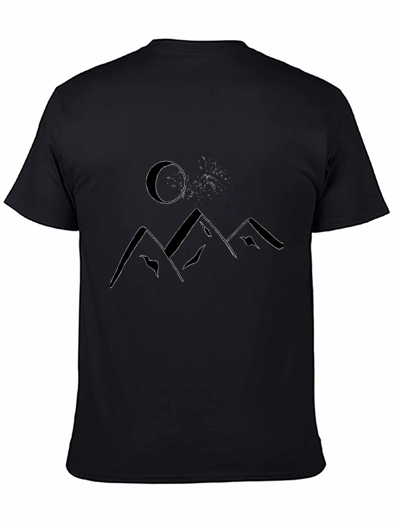 Mens Black T-Shirt - Mountain & Moon Graphic Tee