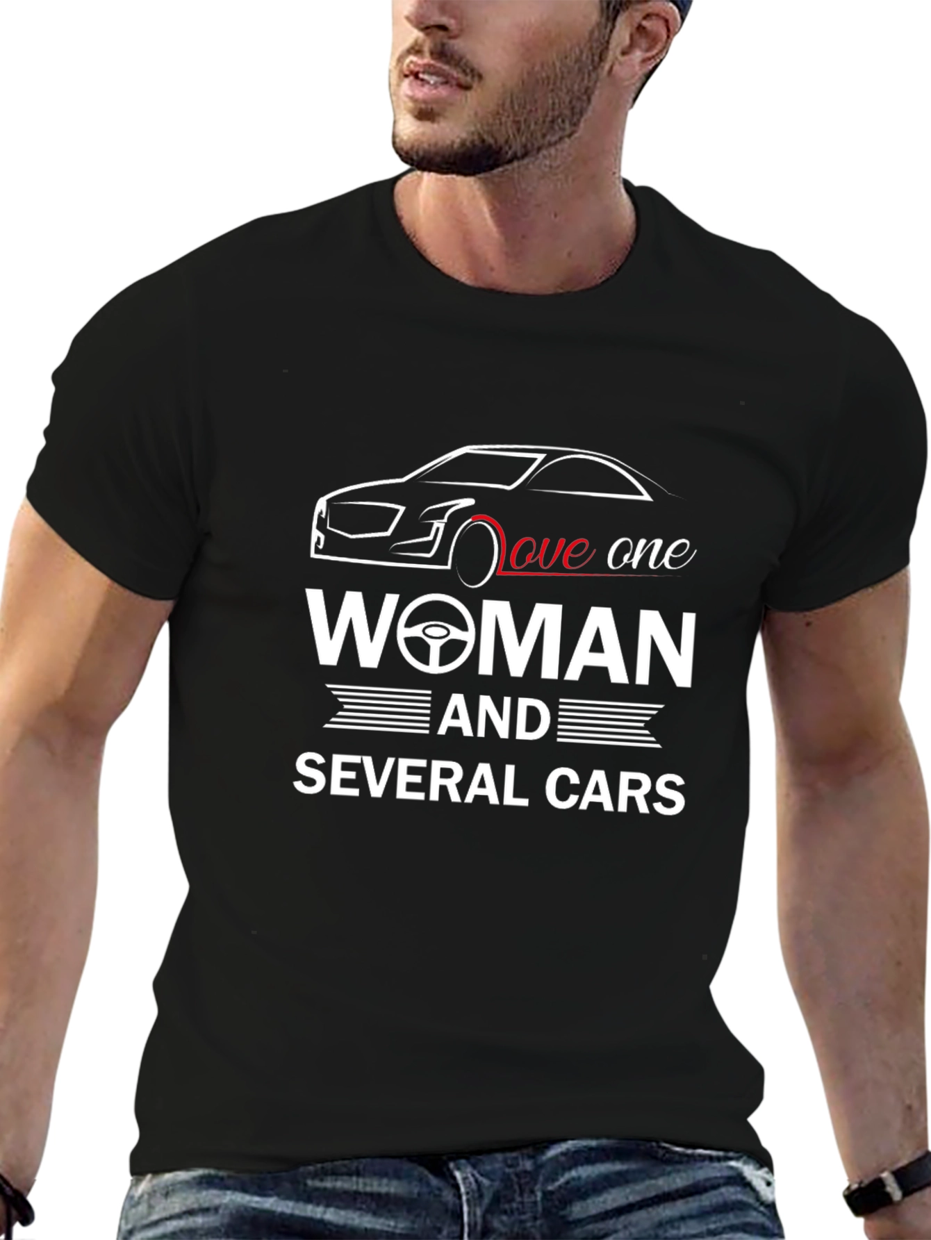 Love One Woman and Several Cars Graphic Tee
