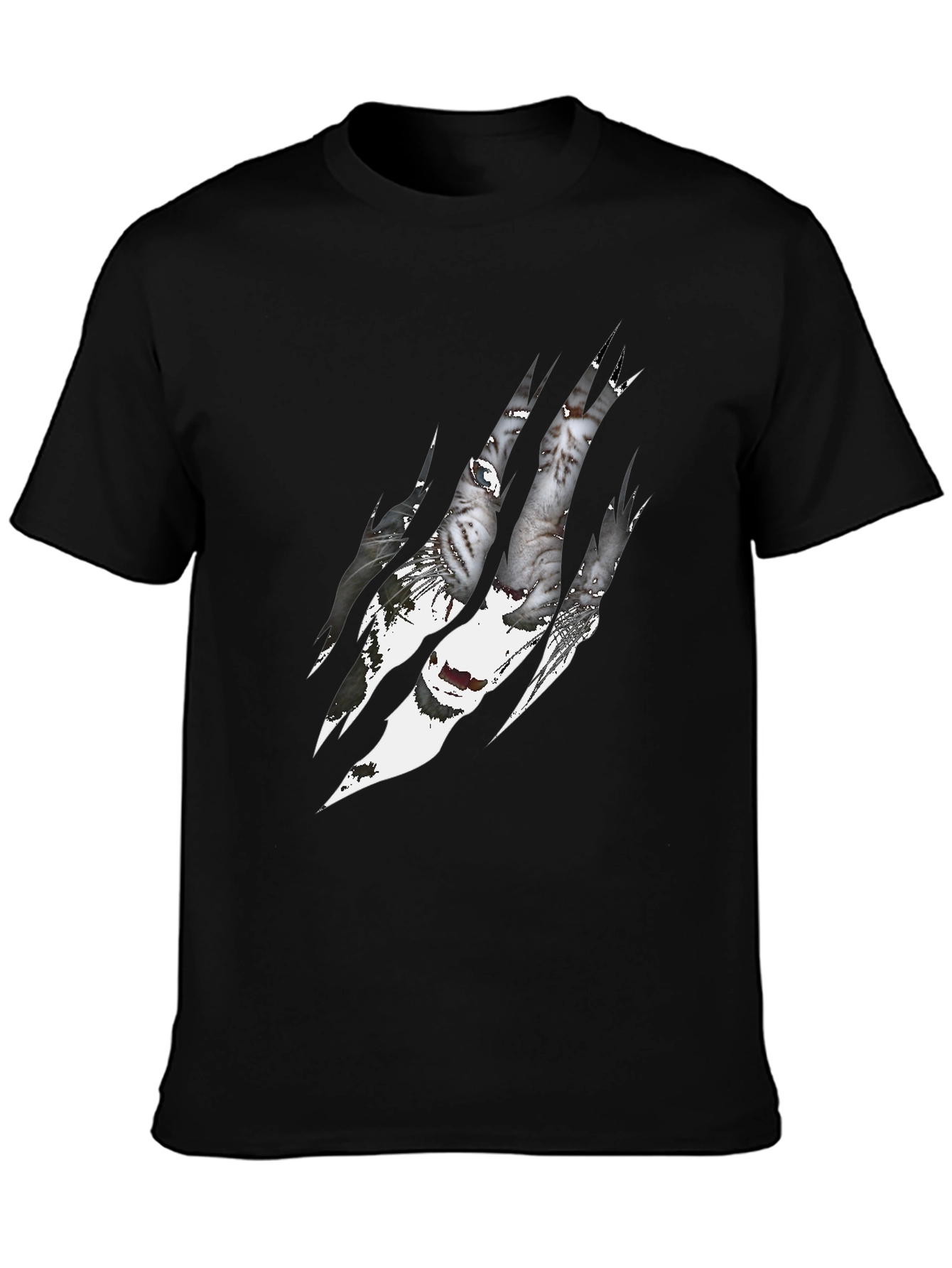 Mens Clawed Cat Graphic T-Shirt - Black