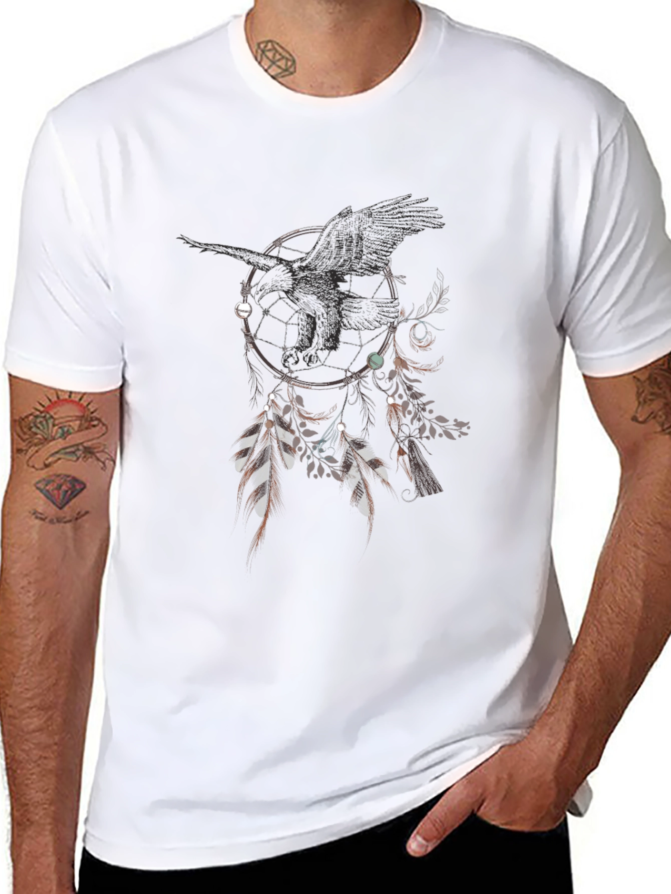 Raven Dreamcatcher Graphic Tee - Unique Design