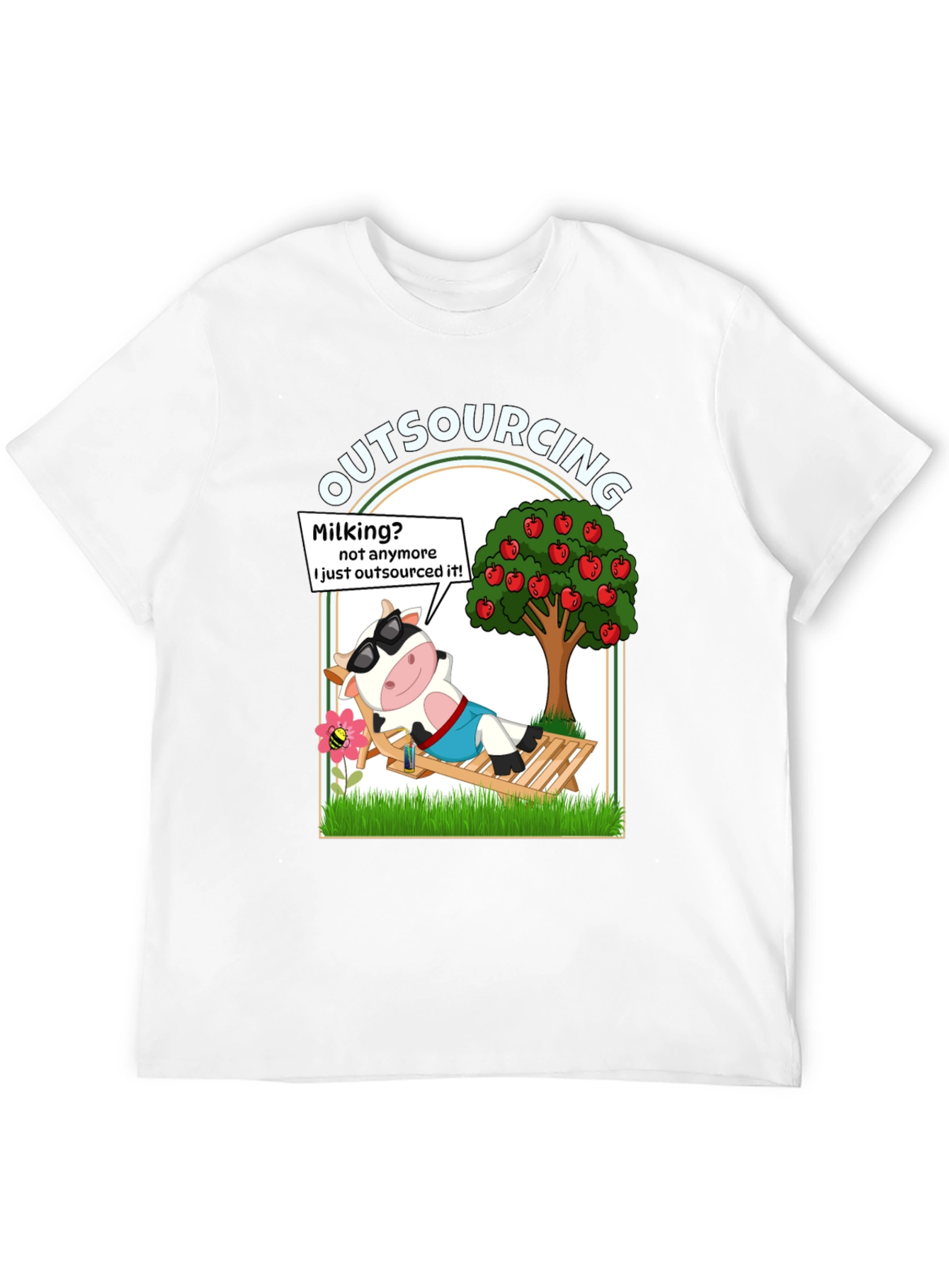 Outsourcing Cow T-Shirt - Funny Lazy Farm Animal Tee