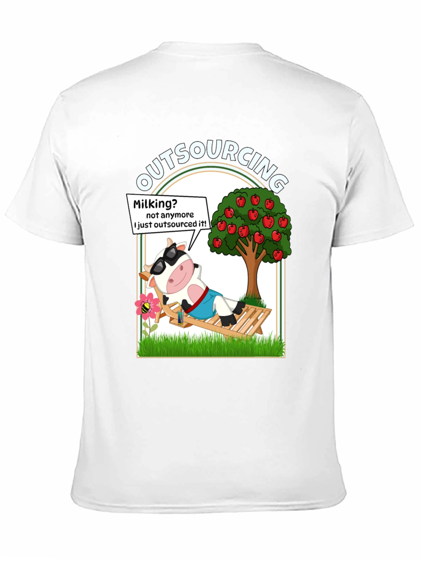 Outsourcing Cow T-Shirt - Funny Lazy Farm Animal Tee