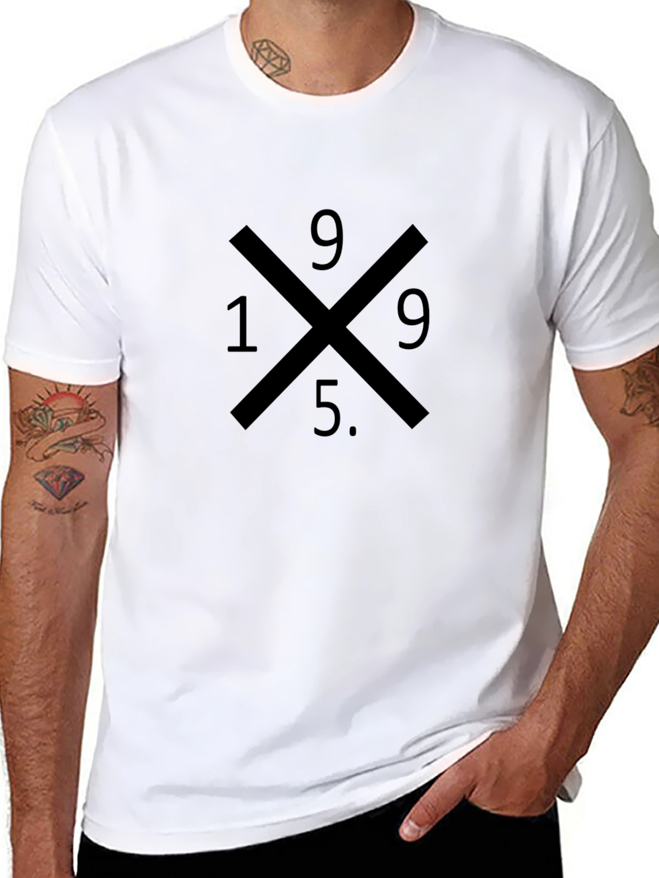 1995 Graphic Tee - Black Cotton Blend Casual T-Shirt