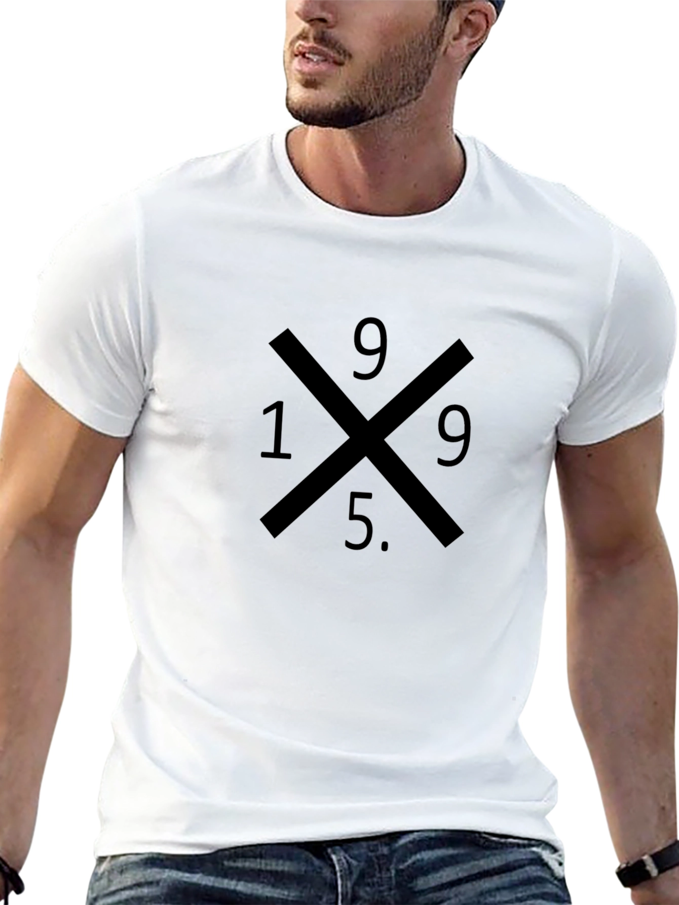1995 Graphic Tee - Black Cotton Blend Casual T-Shirt
