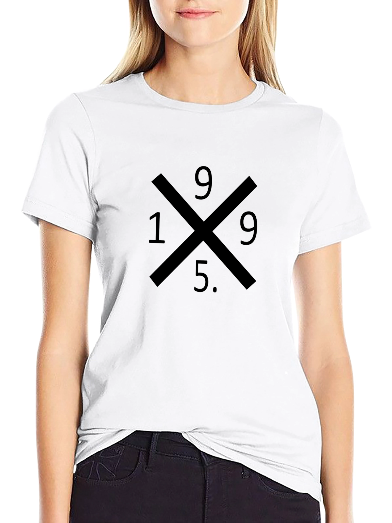 1995 Graphic Tee - Black Cotton Blend Casual T-Shirt