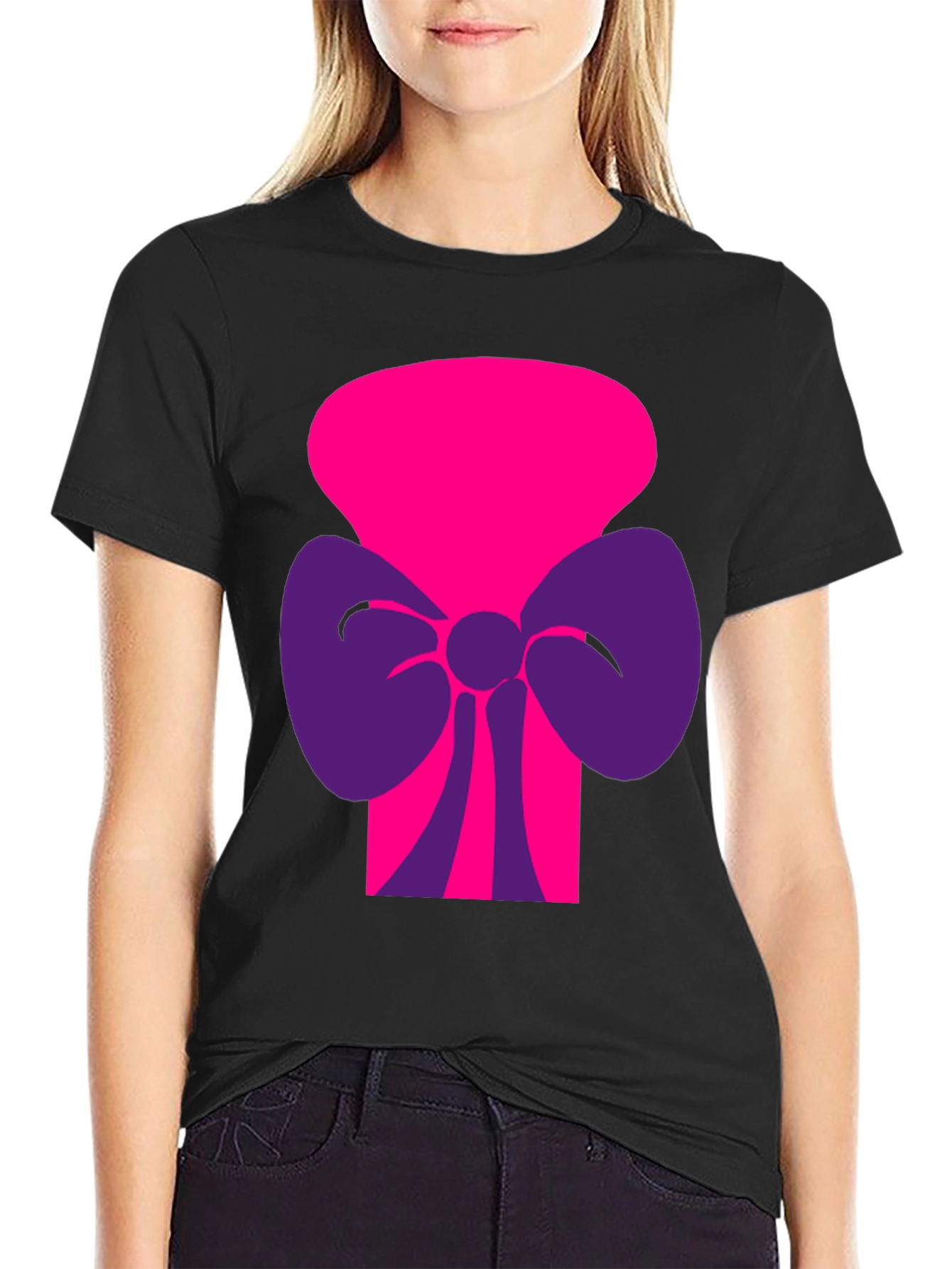 Funky Graphic Tee - Pink & Purple Bow