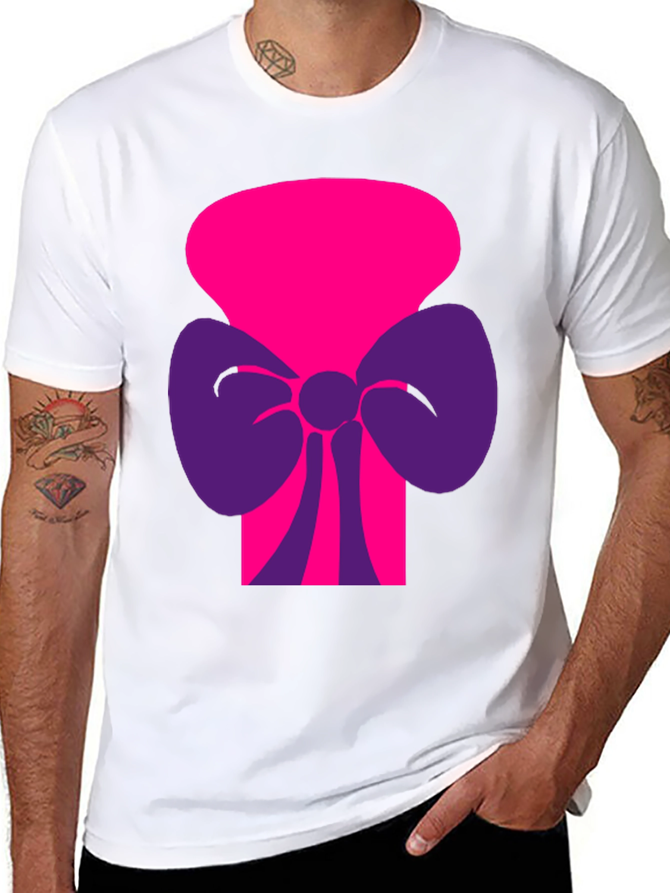 Funky Graphic Tee - Pink & Purple Bow