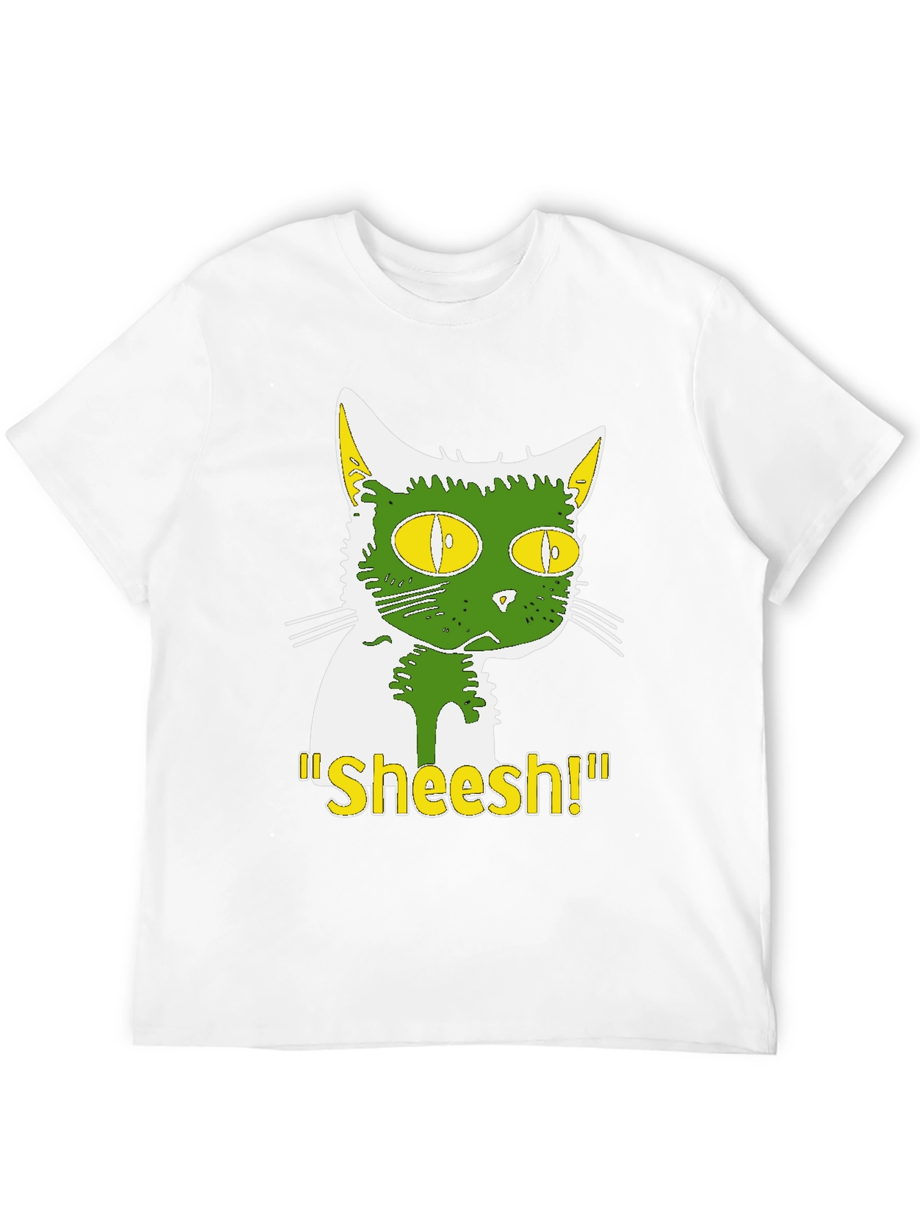 Funny Sheesh! Cat Graphic Tee - Black Cotton T-Shirt